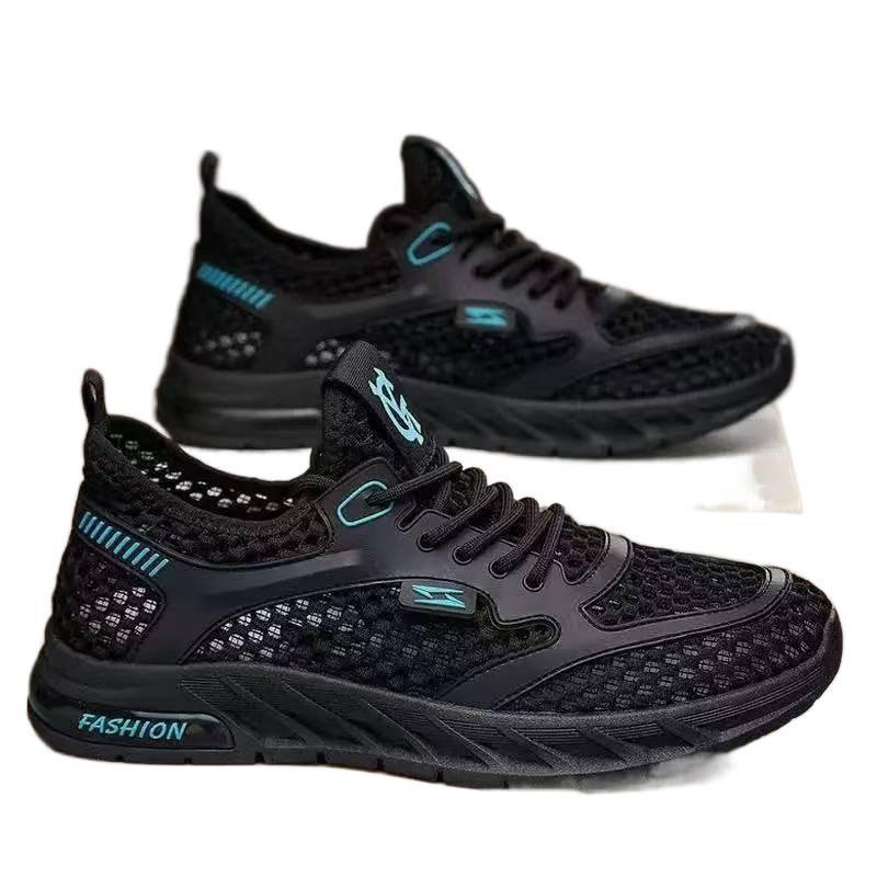 Men's shoes fashion 2025 new hollow breathable casual versatile mesh shoes soft sole wear-resistant running mesh sports trendy shoes