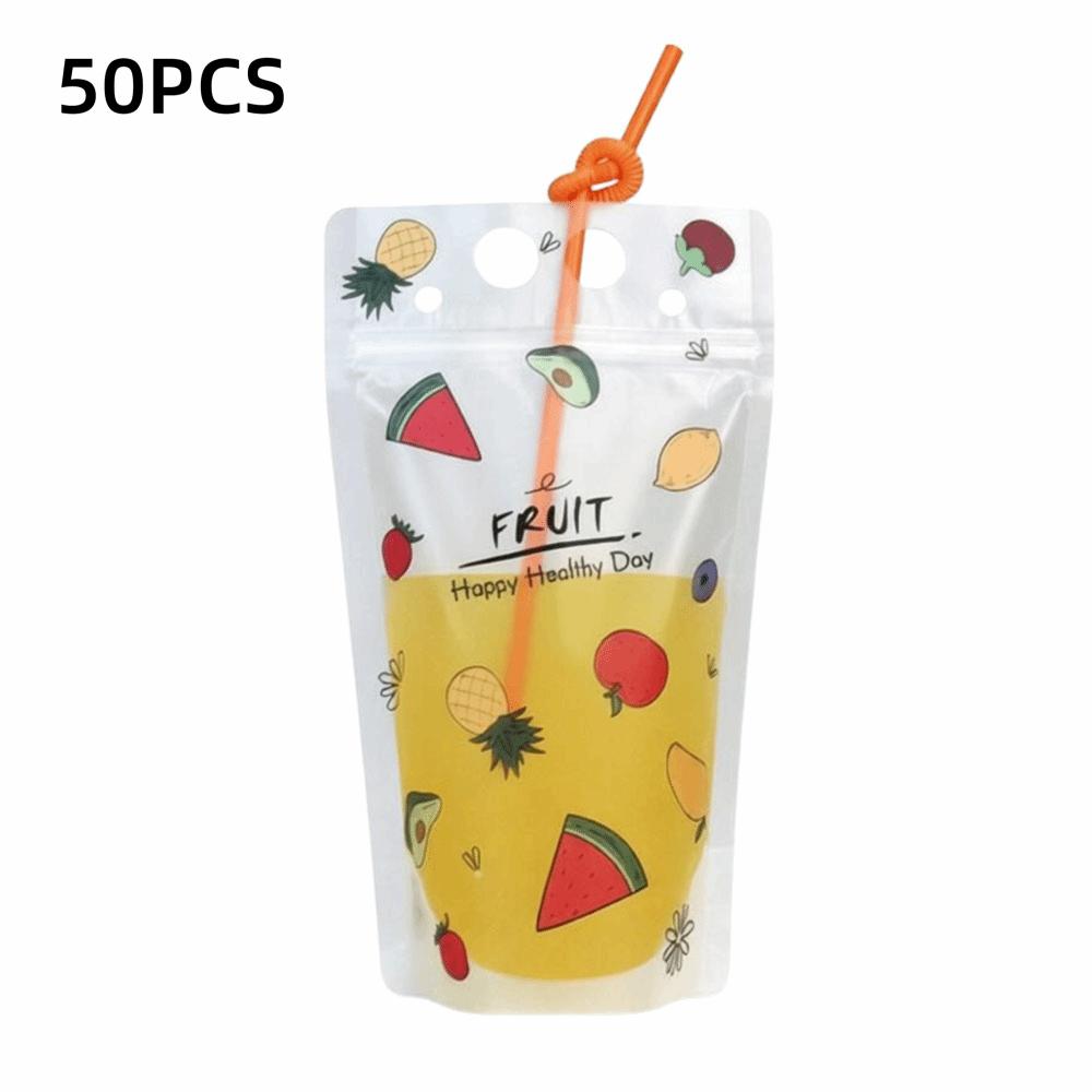 Bustine da 450ML con Cannuccia Contenitore per Succhi Sacchetti Durevoli per Bevande