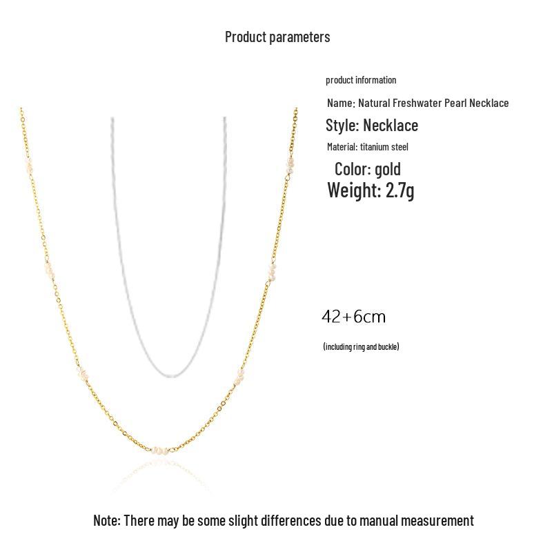 18K Gold-Plated Freshwater Pearl Necklace - Stylish Titanium Steel Clavicle Chain