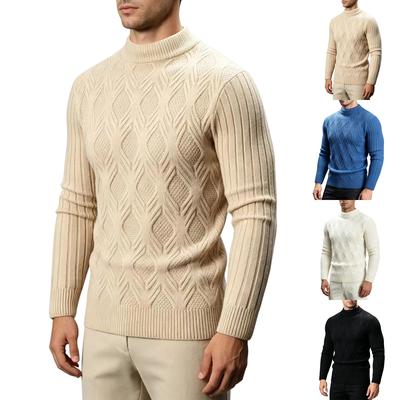 Pull en tricot à col montant pour homme Pull décontracté pour l'automne l'hiver Superposition quotidienne