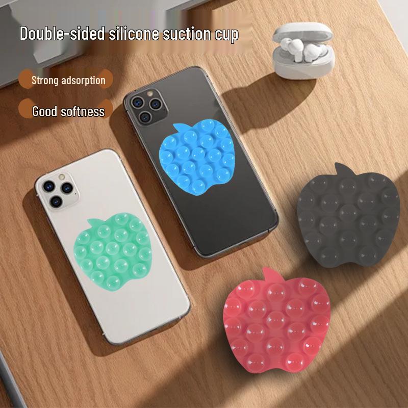 Heart & Fruit Shaped Silicone Suction Cup Phone Holder - Reusable, Double-Sided, Round/Square Fixator.