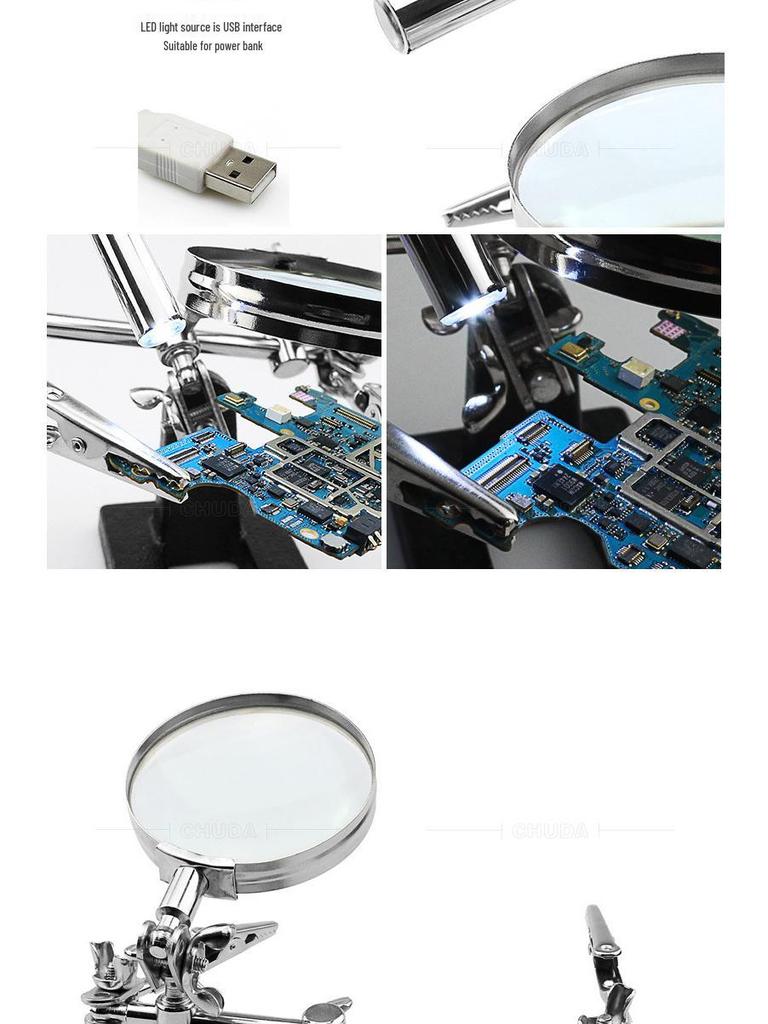 60mm Mechanical Soldering Iron Kit with LED and Magnifier