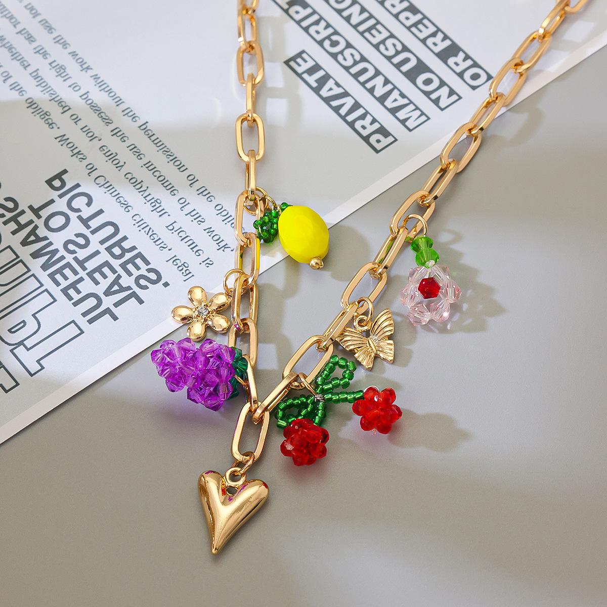 

Новая европейская и американская модная фруктовая многоподвеска в пляжном стиле, персонализированный нишевый дизайн, свежее и милое ожерелье для женщин