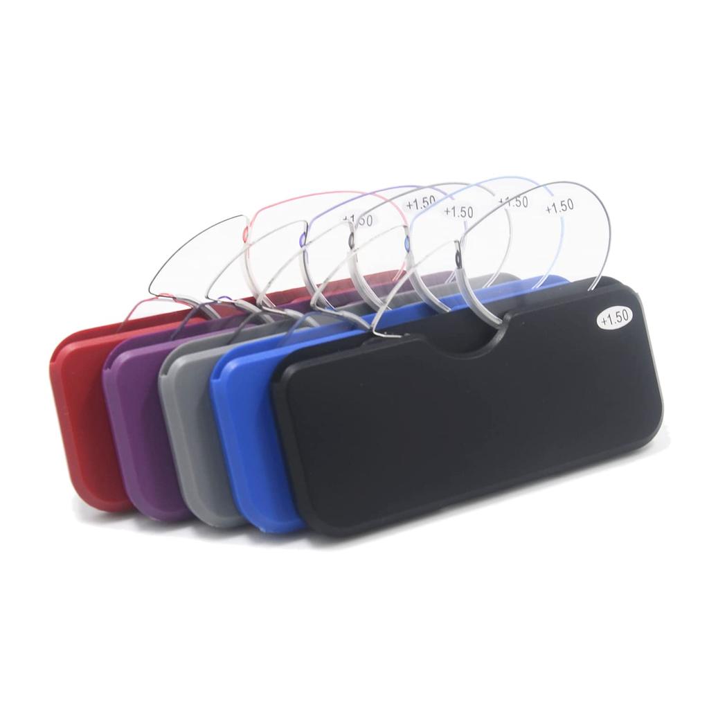 Reading 5 Colors Rimless Stylish Reading Senior Glasses H6026 [Henghao] Glasses, Available, Ultra-Lightweight Glasses, Portable, Glasses, (Black,