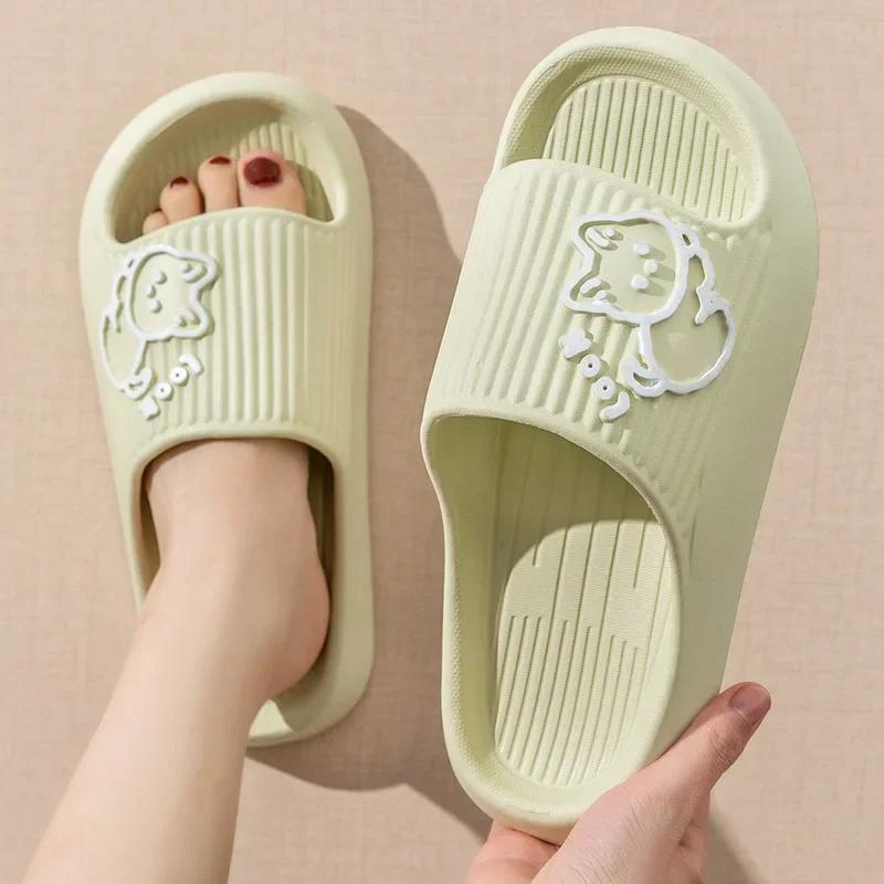 Summer Slippers Bathroom Platform Non-Slip Home Bear Cartoon Flip Flops Beach Women Slipper Sandals Slides Indoor Outdoor 2025