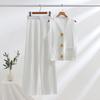 Gold Button V-neck Knitted Vest Casual Loose Trousers Knitted Two-piece Women's Suit