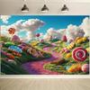 Candy Wonderland Party Background Cloth - Candy Mountain Theme with Lollipops  No Need for Electricity  Holiday Decoration
