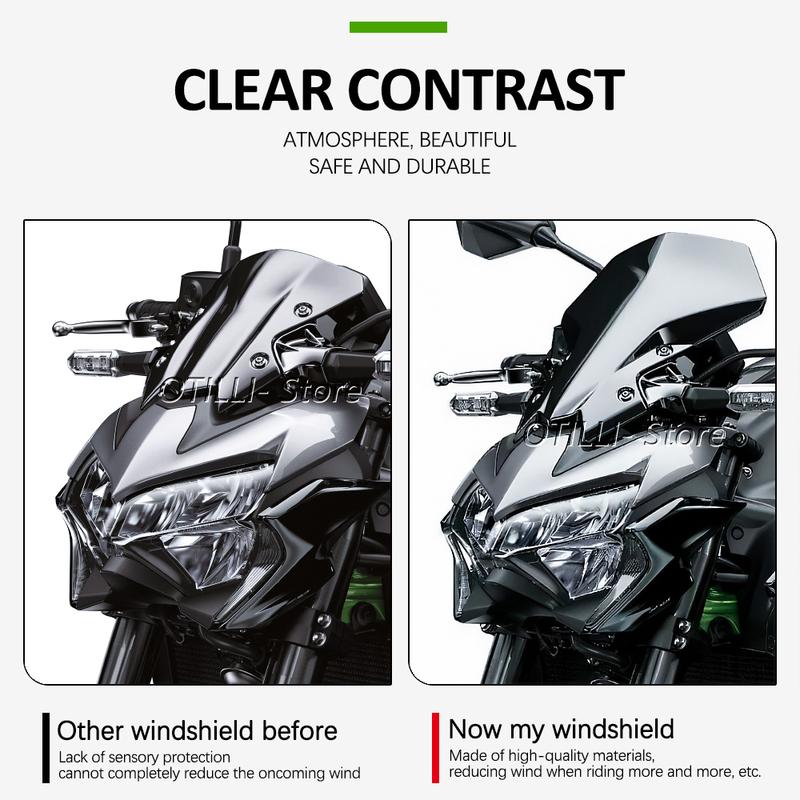 For Kawasaki Z 900 650 Z900 Z650 2020 2021 2023 2024 Motorcycle Windshield Screen Visor Windscreen Double Bubble Wind Deflector