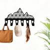Mountain Geometry Key Holder Wall Decor with 6 Hooks Forged Iron Entryway Storage