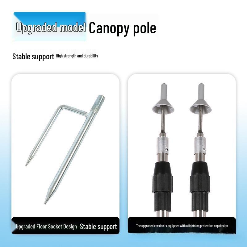 Upgraded Stainless Steel Retractable Camping Canopy Support Pole with Ground Stake