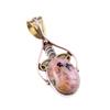 Natürlicher Rhodonit Edelstein 925 Massiv Sterlingsilber Zweifarbig Anhänger 1,75" l8P00