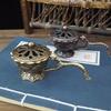 Creative Lotus Incense Burner with Handle Retro Copper Lotus Hollow Out Incense Stick Burner Brass Craft Home Office Decoration