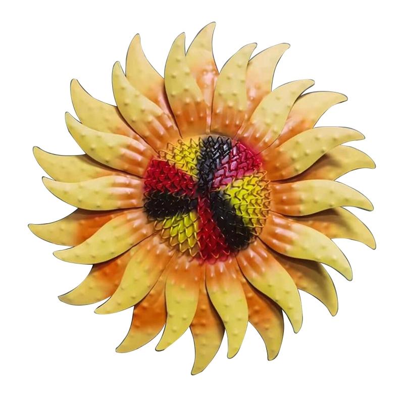 Metal Sunflower Sculpture Wall Art Decor Flower Colorful Crafts Ornament for Home Courtyard Party Decoration Gift