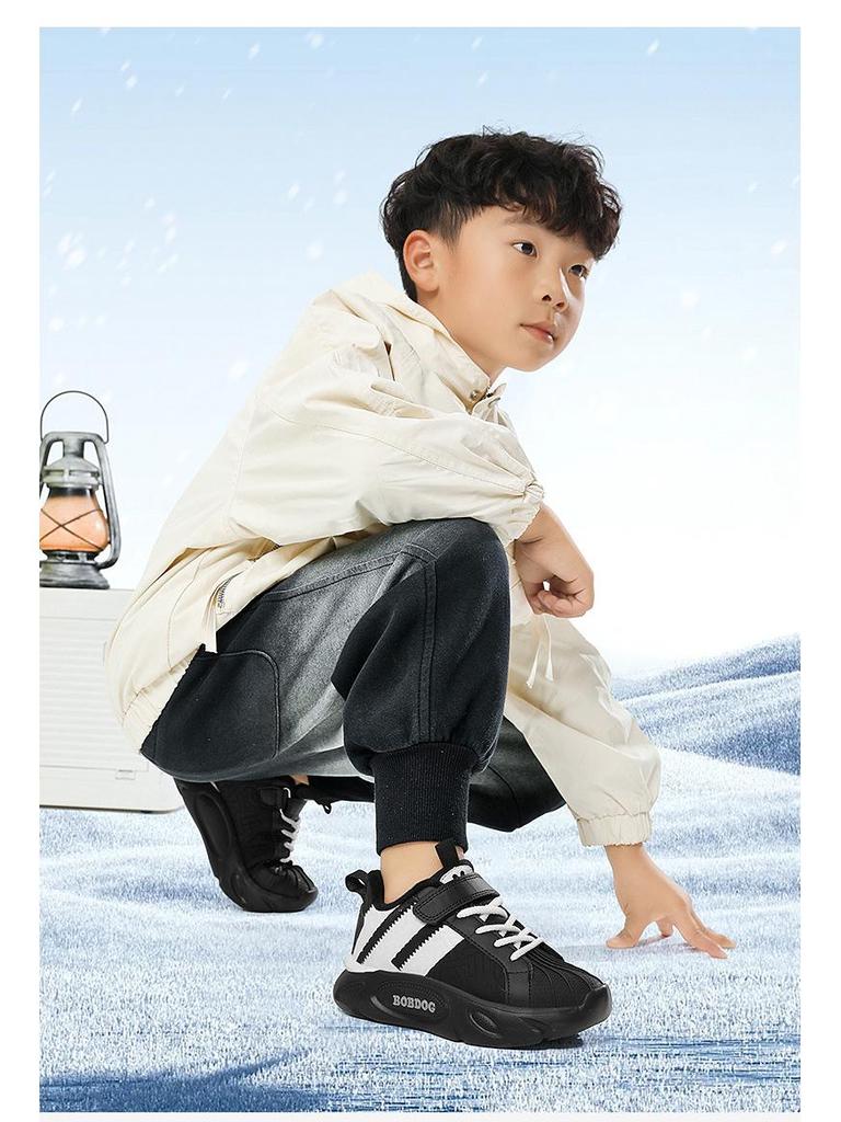 Bobodou Jungen Winterschuhe 2025 Baumwolle: Samtgefütterte, Warme Sportschalen-Schuhe für Mittelgroße & Große Kinder