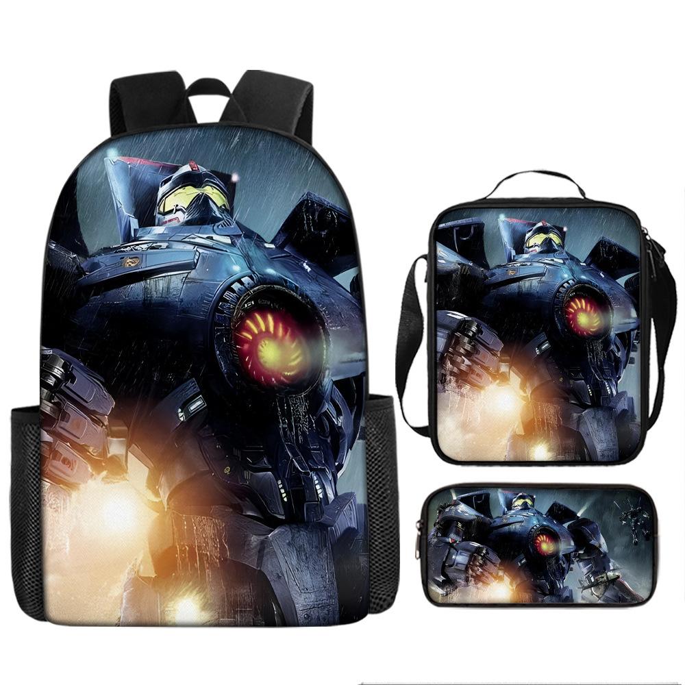 Pacific Rim schoolbag, primary and secondary school students, boys, mecha war, monster backpack, kindergarten burden reduction three-piece set