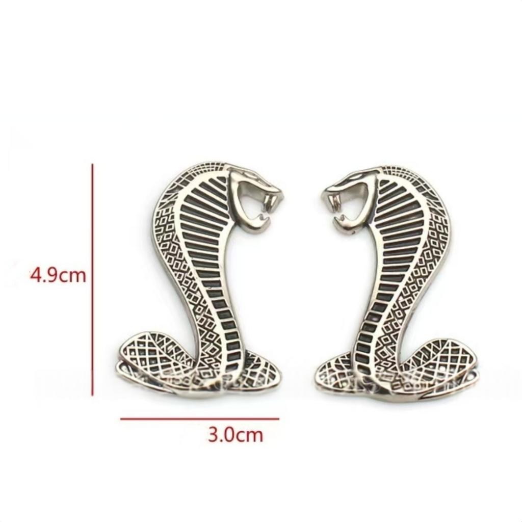 2Pcs 3D Metal Cobra Logo 3D Car Side Fender Emblem Badge Sticker Motorcycle Personalized Modification for All Models Decoration Car Accessories