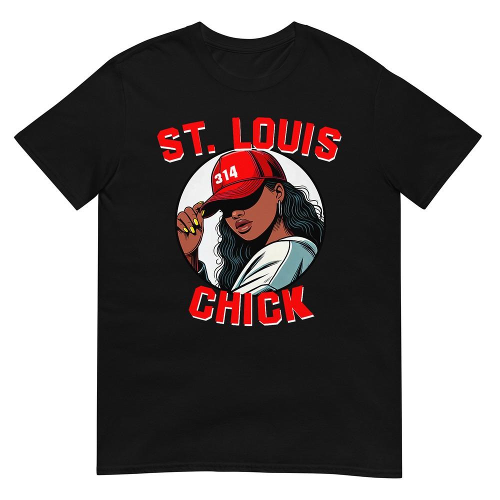 

St. Louis Chick 314 Black Woman Red Hat T-Shirt S