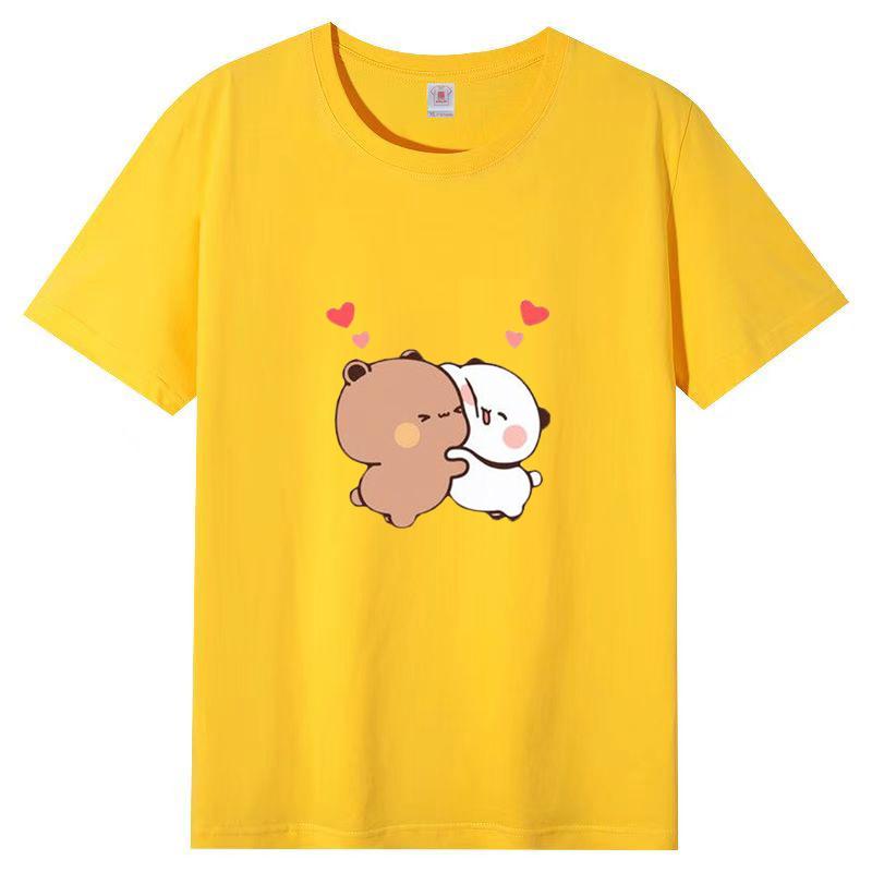 Women Panda Bear Cartoon T Shirt Cute Tshirts Cotton Short Sleeve Girls Print Tees O-Neck Kawaii Tops Casual