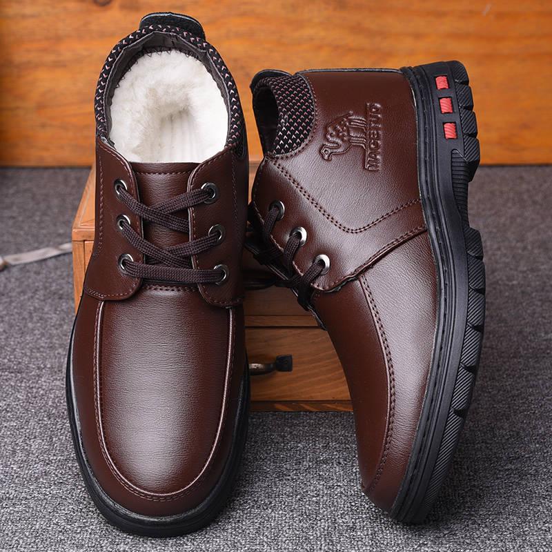 Winter Cotton Shoes All-match Warm Father Shoes Plush Thick High Top Cotton Shoes Men's Boots