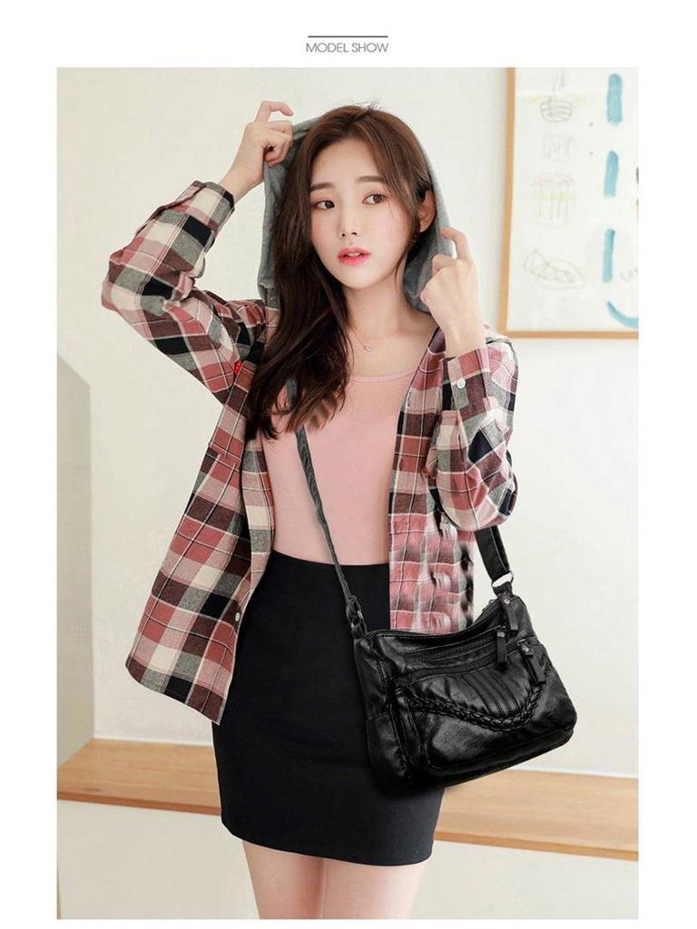 Damen Weiche Leder Schulter Messenger Bag - 2023 Rucksack mit großer Kapazität für Mittelalte und Ältere