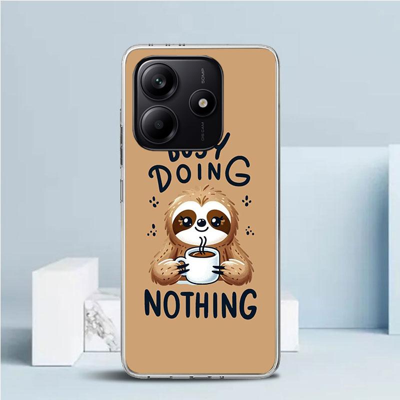 

Animal Cute Cartoon Sloth Coffee Soft Cover for Xiaomi Redmi Note 15 14 13 12 Pro Plus Phone Case 14S 11S 11T 11E 10S 10 4G Patt Redmi Note 15 Pro 5G