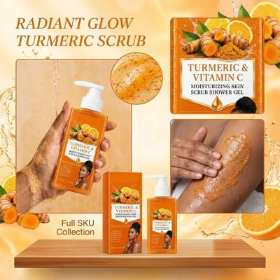 Gel de Banho Esfoliante com Cúrcuma e Vitamina C 120ml com Extratos Naturais para Limpeza Suave e Renovação da Pele Adequado para Uso Diário