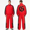 European and American Brand GOD Patchwork Color-blocked Lightning Edge G-line Stand-collar Jacket Jacket for Men and Women, Long Pants Sports Set