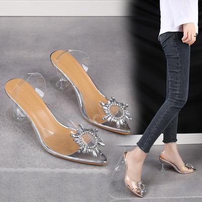 Luxus Damen Pumps 2024 Transparent Hohe Absätze Sexy Spitzschuh Slipper Hochzeitsparty Marke Modeschuhe Für Dame PVC