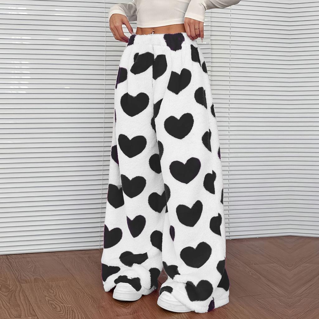 Women's Casual And Fashionable Printed Elastic Waist Loose Wide Leg Pants