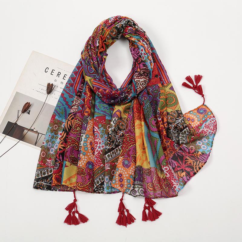 

Новий Принтований М який Льон Бавовна Шарф Шалі Жіночі Мусульманські Хіджаби Преміум Фуляр Жіночий Довгий Свіжий Квітковий З Китицями Шарфи Ешарп