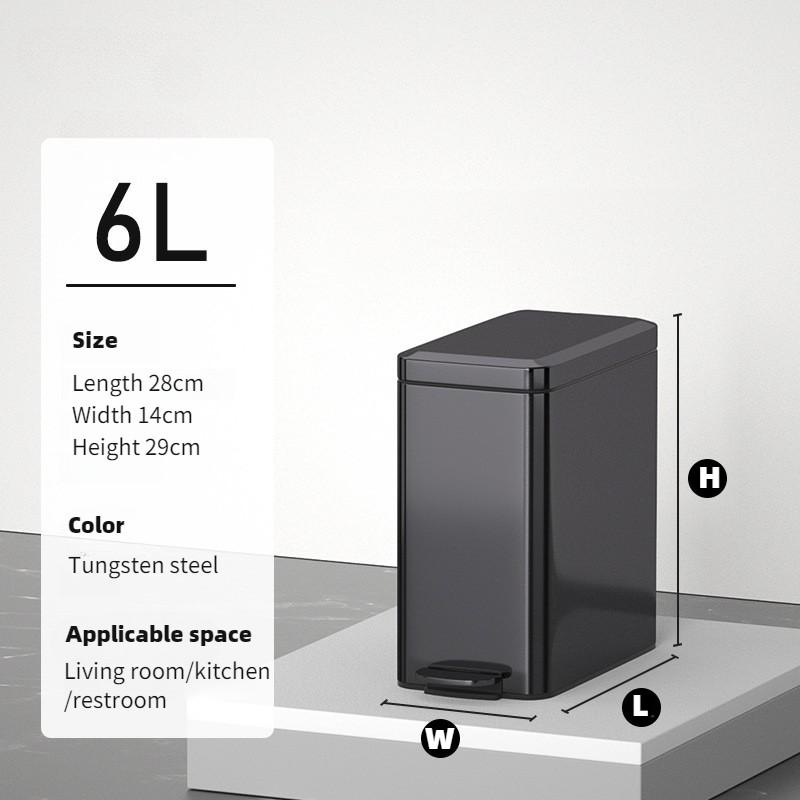 Foot Operated Bathroom Waste Bin Kitchen Living Room Garbage Storage Bucket Household Stainless Steel Garbage Can