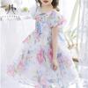 Sukienka dla dziewczynki Letnie dzieci noszą nową szyfonową sukienkę dla dziewczynki z krótkim rękawem i nadrukiem