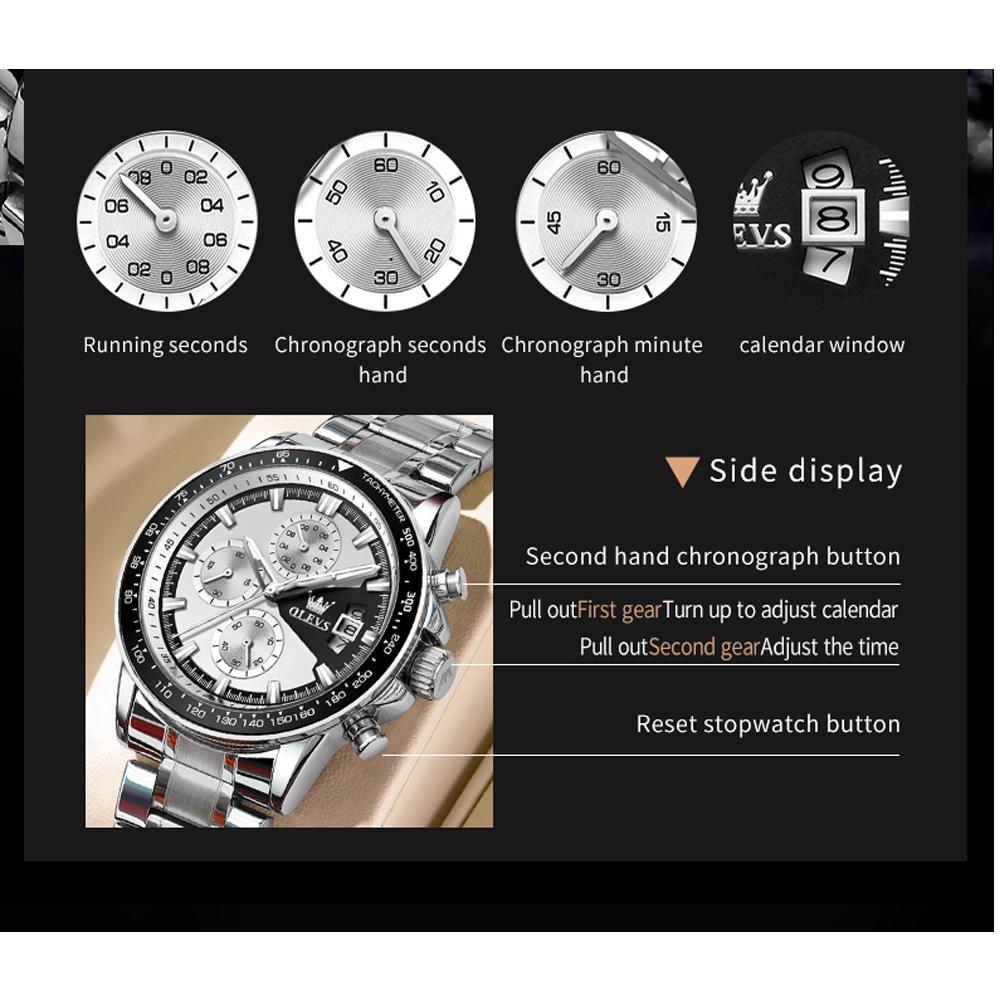 OLEVS Top Men's Watches Luxury Waterproof Luminous Classic Quartz Wrist Watch for Men Chronograph STOP WATCH Sports Man Watch