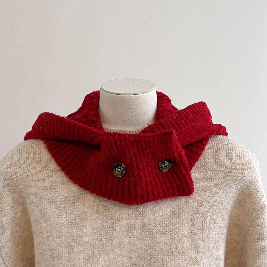 Soft Solid Beanie Winter Women Warm Knit Hat Pile Caps Button Ear Protection Tie Pullover Hat