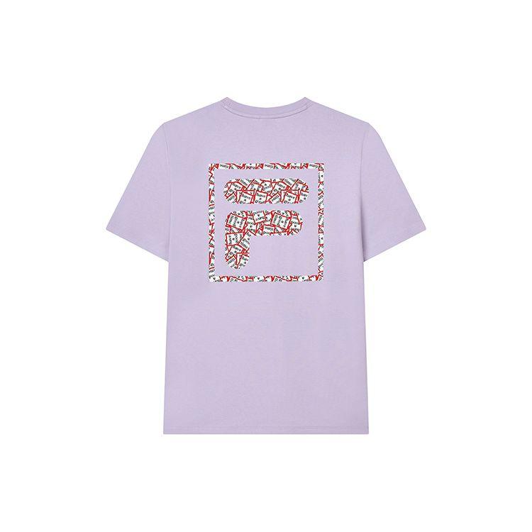 FILA X HAGT Collaboration Casual Loose Big Logo Solid Color Short Sleeve T-Shirt Men Tops Fantasy-Purple F11U229102F-VT