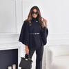Moda Donna Primavera, Autunno e Inverno Monocolore Cinghie in Vita Mantello di Lana Giacca Abbigliamento Donna