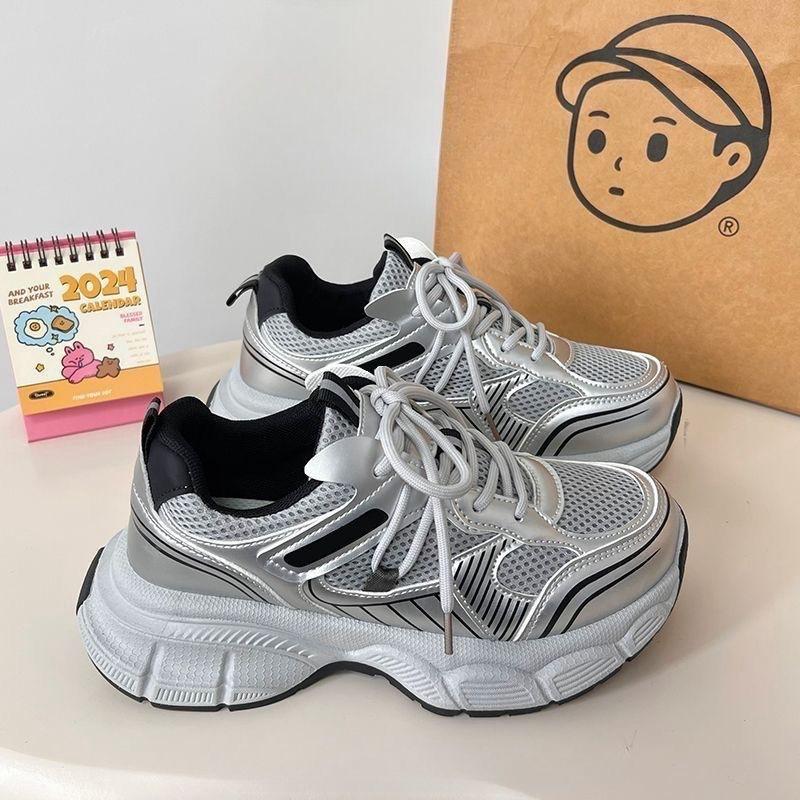 Summer Dad Shoes Girl 2025 New Ins Trendy Versatile Student Campus Thick-soled Breathable Sports Running Casual Shoes
