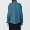 MUJI Washed Linen Regular Collar Long Sleeve Smoky Size BC2ISA4S Women's Shirt, Green, S,