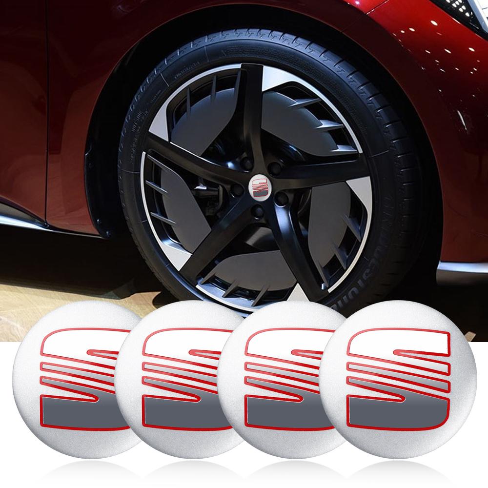 4 ks 56mm krytky středů kol auta, samolepka s logem pro SEAT Leon 5F Ibiza 5 6 MII Altea Cupra FR Toledo 3 Cordoba Ateca