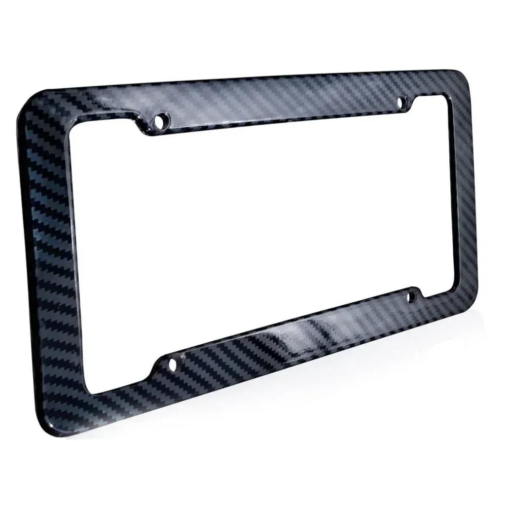 Number Plate Holder Carbon Fiber Car License Plate Frame Holder Car License Plate Frame Label Universal Auto Parts License Plate Covers Frames 6