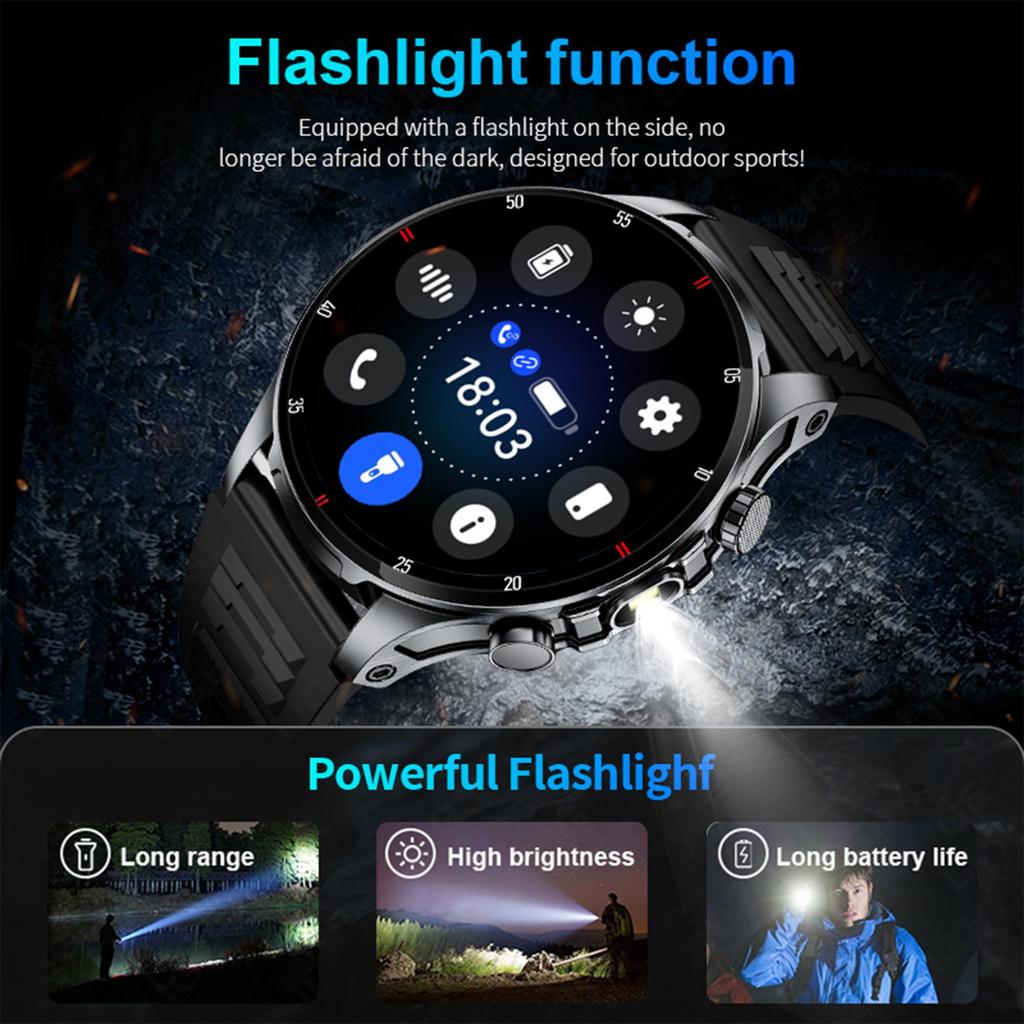 LIGE New Men Smart Watch LED Flashlight BT Call Waterproof Heart Rate Sleep Health Monitoring Fitness Watch