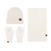Warm Winter Knit Set Men Women Cable Beanie Scarf Gloves 3-Piece Thick Acrylic Outdoor Travel Accessory