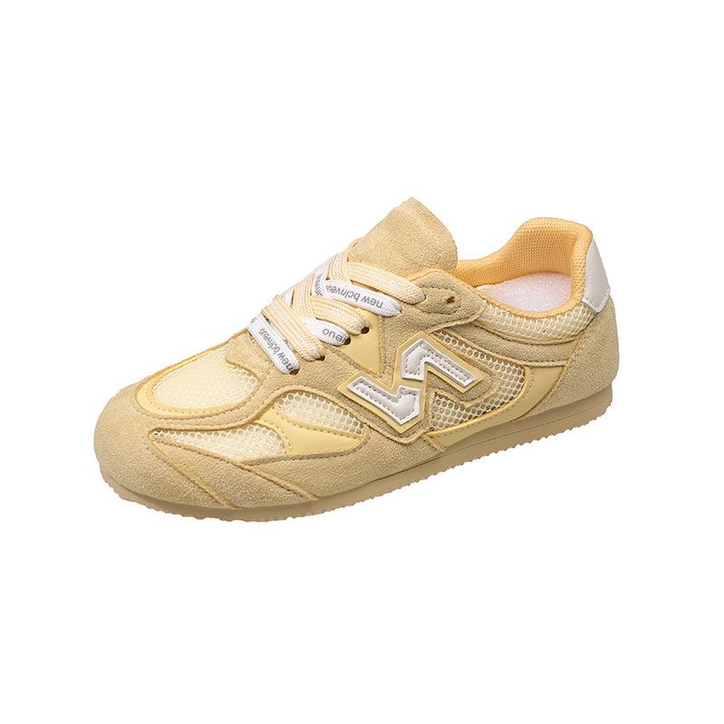 Cream mesh German training shoes women's 2025 summer new designer fashion versatile casual shoes flat-bottomed breathable