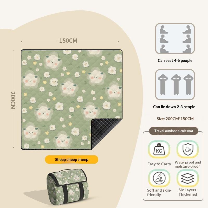 Thickened Ultrasonic Picnic Blanket Waterproof Foldable Extra Large Beach Camping Mat for Outdoor Family Picnic Music Festival