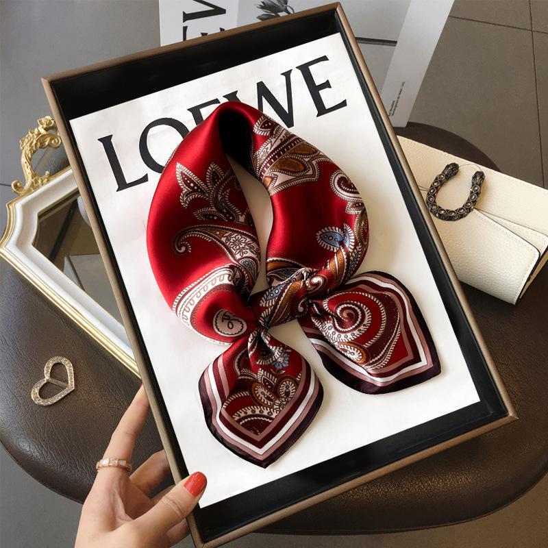 

Luxury Brand Real Silk Square Plaid Scarf Women Neck Hair Tie Band Soft work neckerchife NEW Hijab Head Female Foulard Real Silk 68x68cm