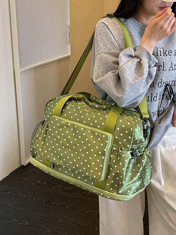 Korean Polka Dot Commuter Shoulder Bag – Large Capacity Wet/Dry Fitness & Travel Bag