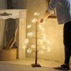 Wall-Mounted Revolution Christmas Tree with LED USB Lights, Glowing Ornament, Nordic Style, Natural Decoration (Blossom, 90cm/M Size)