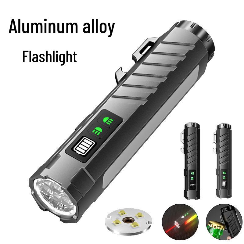 High-Intensity Black Aluminum Flashlight with Colorful Neon Light and Long Battery Life: Outdoor Multifunctional Torch