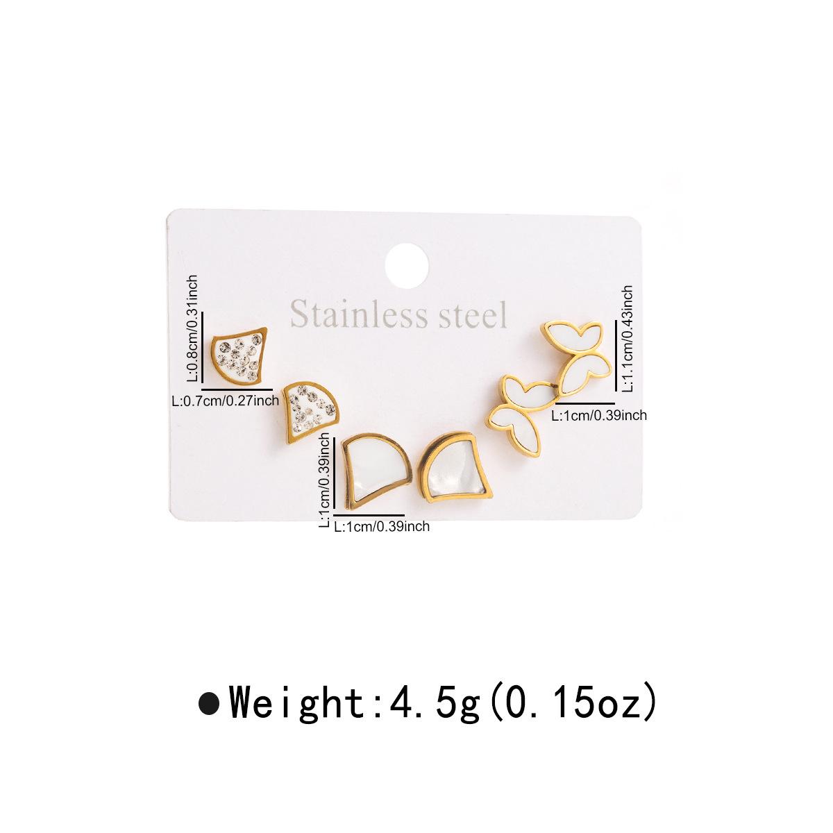 

New Simple Design Stainless Steel Stud Earrings Set Elegant Butterfly Shell Crystal Inlaid Earrings For Women Fashion Jewelry