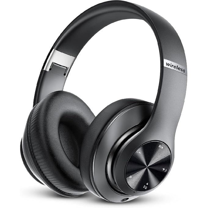 Bluetooth Headphones Over Ear, 60 Hours Playtime Foldable Headphones Wireless Bluetooth Hi-Fi Stereo Deep Bass with 6 EQ Modes, Adjustable